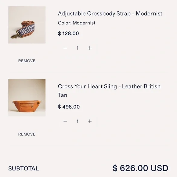 Brown Leather Belt Bag with Patterned Strap - Picture 2 of 8